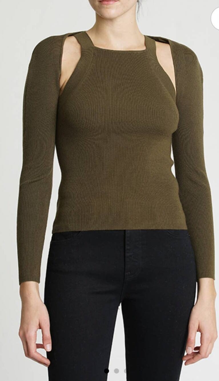 Pistola Olive Green Two Piece Knit Tank and Shrug - L